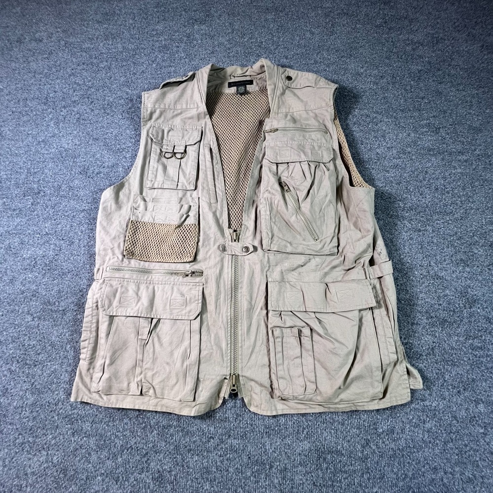 Banana Republic Mens XL Gray Utility Fishing Photography Vest Multi-Pocket Lined